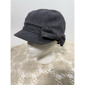 deLux Y2K Newsboy Cap Tweed-Like Wool Blend Blue Gray Lined One Size
